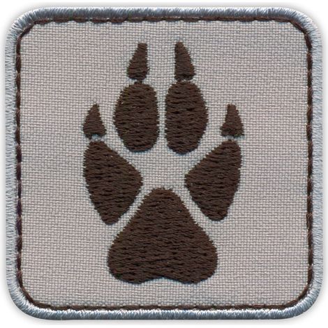 Aufnäher mit Wolfsfußabdruck – Wolfspfote – Selbstklebende Rückseite – Gestickter Aufnäher/Abzeichen/Emblem
