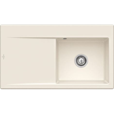 Evier 1 cuve avec vidage automatique VILLEROY ET BOCH Subway 50 flat crème ceramic plust