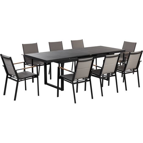 Conjunto de comedor 8 plazas de metal negro gris madera mesa Valcanetto/Busseto (1/5)