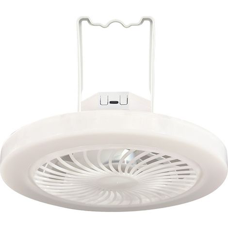 Ventilador portátil para camping con luz LED, carga USB, disponible en tres colores y con gancho. (1/5)