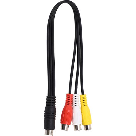 Câble adaptateur Mini DIN 7 broches mâle vers 3 RCA femelle rouge jaune blanc pour vidéo, 0,3 m (1/5)