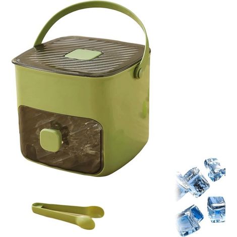 Máquina de hielo a presión,48 compartimentos,cubitera para congelador con bandeja,reutilizable para cócteles y zumos de café (Verde) (1/5)