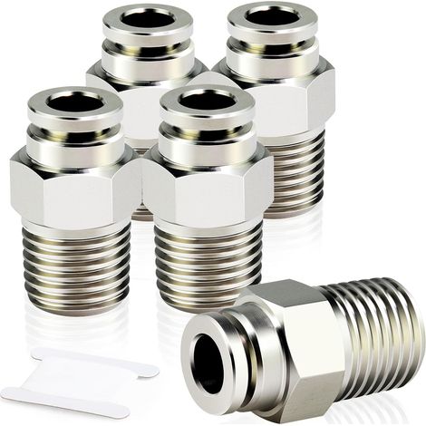 5 piezas de racores de conexión rápida para tubo de 6 mm de diámetro exterior x rosca macho derecha BSP de 1/4", conector neumático (1/5)