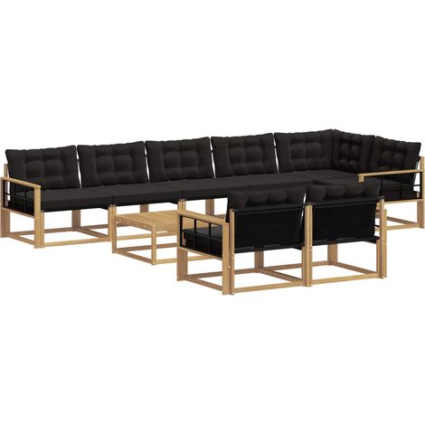 Ensemble de canapés d'extérieur 9 pc Blanc et noir vidaXL (1/5)