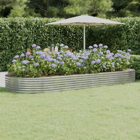 Jardinière de jardin - Balconnière à fleurs Acier enduit de poudre 373x140x36 cm Argenté BV753940 - BonneVie (1/5)