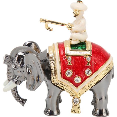 Un coffret à bijoux en forme d'éléphant, un coffret à bijoux innovant en métal peint à la main et incrusté de strass, idéal pour ranger bagues, boucles d'oreilles et autres bijoux. (1/5)