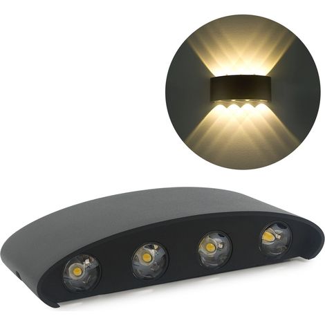 Lampe Murale LED Appliques Murales IP65 Étanche Applique Luminaire En Up Down Décoratif Spot Lumière Nuit pour Salon Chambr 8w Aluminium (1/4)