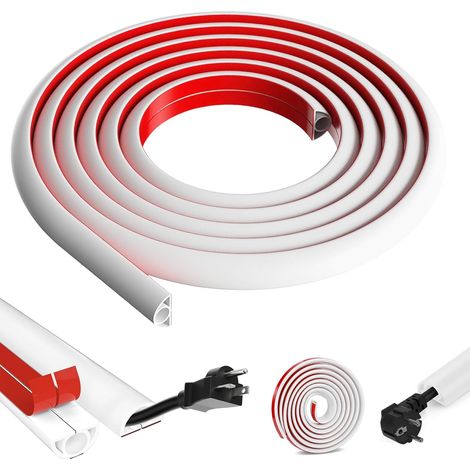 Goulotte autocollante - Cache-câbles flexible semi-circulaire pour connexions murales et au sol - Blanc (1/5)