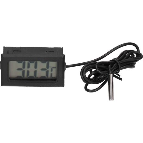 Thermomètre numérique électronique noir ABS à écran LCD avec sonde externe (1/5)