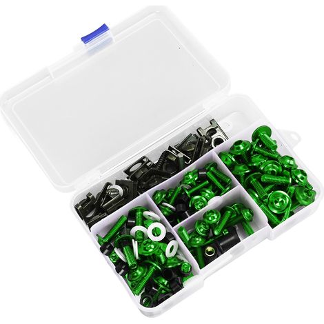 Kit de 177 vis de carénage colorées M5 M6 pour pare-brise de moto SUZUKI GSXR600 GSXR750 (vert) (1/5)