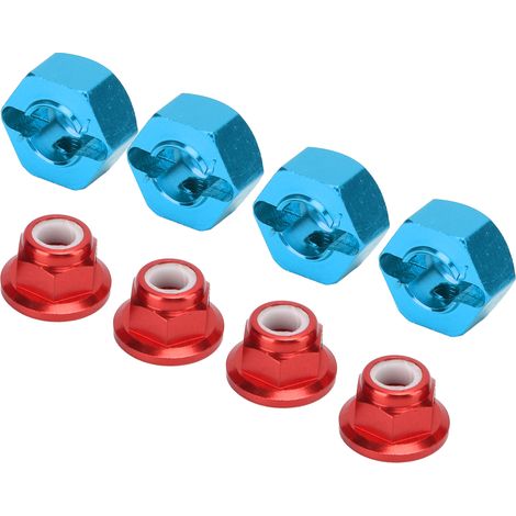 Adaptateur hexagonal de roue de 12 mm en alliage d'aluminium pour voiture RC 1/10 et 1/12 (bleu), avec vis de protection contre le meulage. (1/5)
