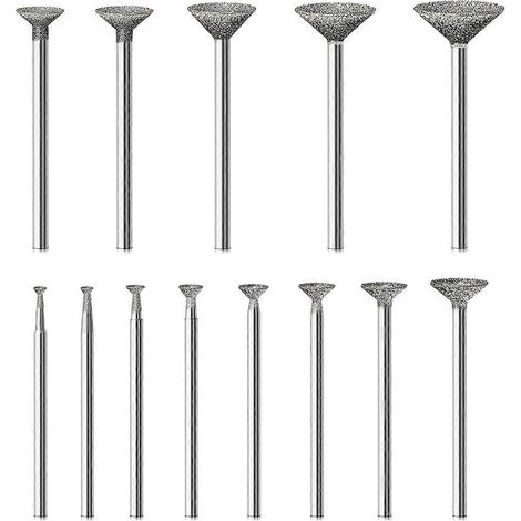 Ensemble de fraises diamantées pour la sculpture sur pierre, compatible avec les kits de polissage 13 pièces, accessoires pour outils rotatifs - FFY (1/4)