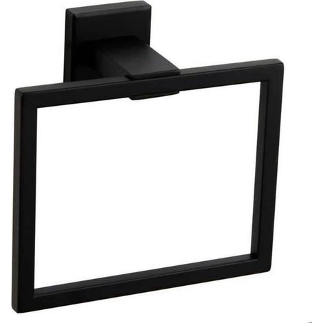 Anneau porte-serviettes carré en acier inoxydable pour salle de bain - Anneau de suspension pour salle de bain - Noir (1/5)