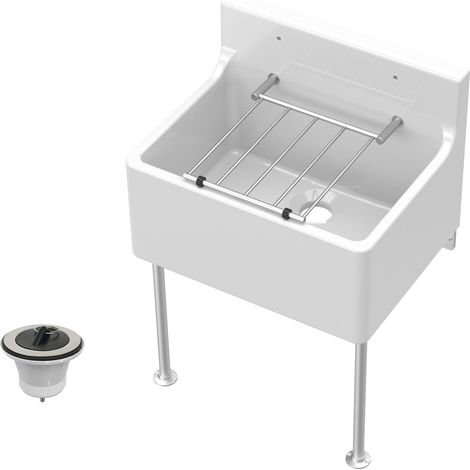 Traditional Fireclay Cleaner Sink with Waste and Legs - 515 x 382 x 393mm (1/2)