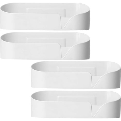 4 étagères murales autocollantes en polypropylène blanc pour les salles de bain et bureau