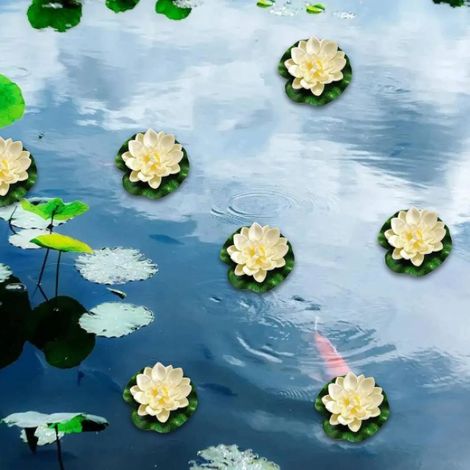 Bakiauli 6er-Set Künstliche Wasserlilien – Schwimmende Lotusblumen Aus EVA-Schaum Für Teich, Gartenteich, Brunnen & Aquarium (Weiß, 4x 10 Cm + 2x 18 Cm) Bakiauli 6er-Set Künstliche Wasserlilien – Schwimmende Lotusblumen Aus EVA-Schaum Für Teich, Gartenteich, Brunnen & Aquarium (Weiß, 4x 10 Cm + 2x 18 Cm)