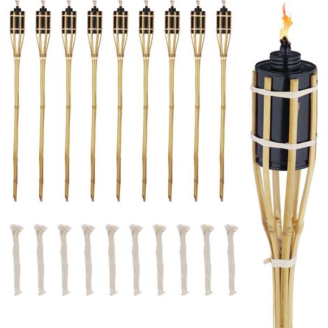 10er Set Gartenfackeln Bambus 80 cm (1/5)