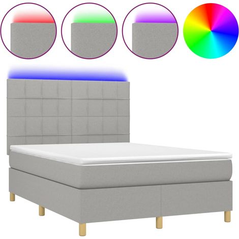 Maison Exclusive - Letto a Molle Materasso e LED Grigio Chiaro 140x190 cm Tessuto