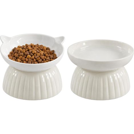 Juego de 2 cuencos de cerámica elevados para gatos (1/5)