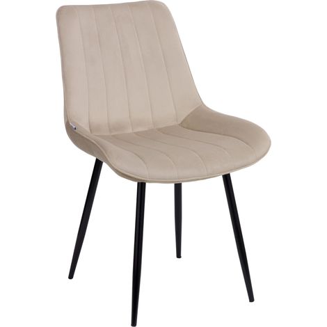 Baroni Home Sedia Moderna con Rivestimento in Velluto e Gambe in Acciaio Nero, Poltrona da Soggiorno, Camera da Letto, Sala da Pranzo, Beige, 53x86x44 cm (1/5)