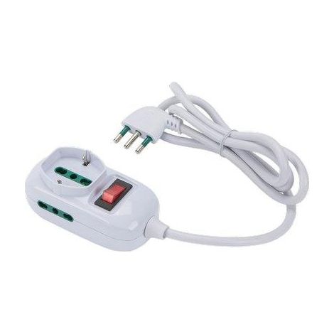 MULTIPRESA TRIAX BIPASSO + SCHUKO+ TERMICO RETAIL - BIANCO POSTI 3 2P+T 16A n°XMMQ 3X075 MT 12- 2 pezzi