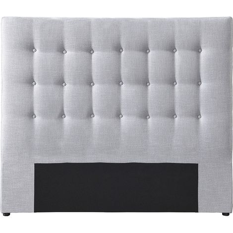 Vente-Unique – Tête de lit capitonnée 160 cm – Tissu 100 % polyester – Gris clair – Structure MDF – Hauteur 125 cm – Garnissage mousse polyuréthane (1/3)