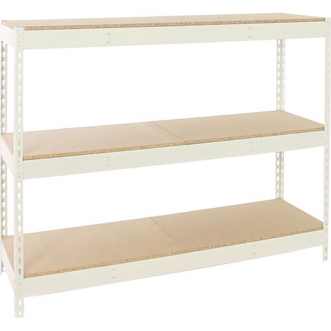SimonRack Étagère Industrielle, 2000x2400x900 mm, 3 Niveaux en bois, 400 kg Capacité de Charge et Point de Flexion, Étagère Charge Lourde, Blanc/Bois - Simonforte (1/5)