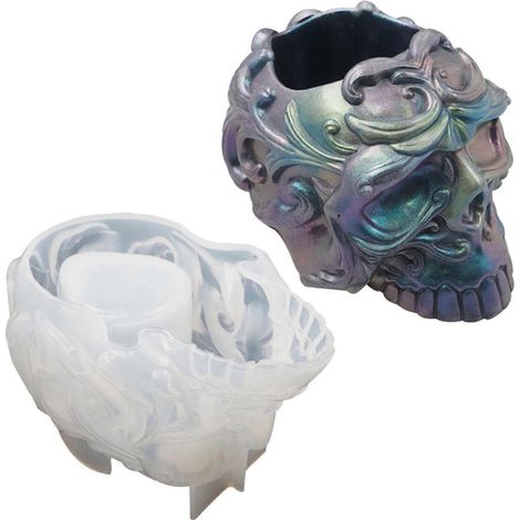 Totenkopfförmige Harzform für Schmuck und Halloween-Dekorationen