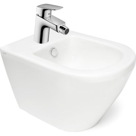 Vitra Integra bidet suspendu + trop-plein, 35,5x54 cm + Hansgrohe Logis 70 Mitigeur bidet (7042-028871204000)