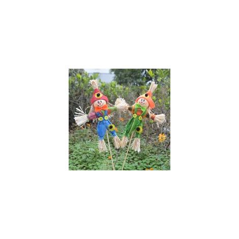 Lot de 2 épouvantails de récolte Halloween – Décorations en bambou et paille – Légers et durables pour jardin et porche – Ambiance festive (1/5)