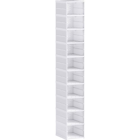 Lot de 10 boîtes rangement chaussures EDDY blanc (1/5)