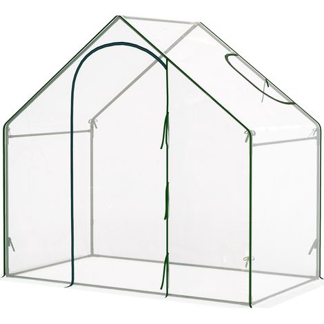 Gewächshaus für Balkon oder Terrasse, Tomaten, 1,8 m (L) x 1 m (B) x 1,68 m (H), Stahl, Kunststoff, wasserdicht, transparent, grün