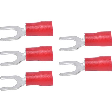 50 Embouts Isolés Fourche 14-12 AWG, Connecteurs de Câble à Sertir, Kit Outil Rouge pour Équipements Électriques SV3.5-6 (1/5)