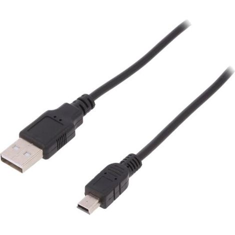 Cable- USB 2.0- USB A prise.USB B mini prise- nickele- 1.8m- noir
