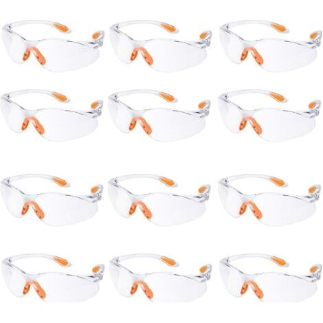 Lot de 12 Lunette de Sécurité Lunettes de Protection Travail avec Lentilles Transparentes Anti-Buée Lunette Protection pour Jardin Laboratoire Chimie (1/4)