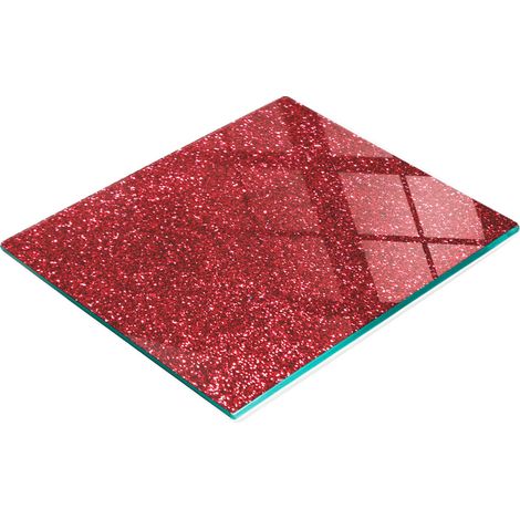 Pizarra decorativa multifuncional de vidrio para cocina, color rojo brillante, 60x52 cm. (1/5)