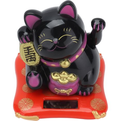 Chat porte-bonheur solaire, mignon et lumineux, avec une patte qui remue, idéal pour la maison, le bureau ou la voiture. (1/5)