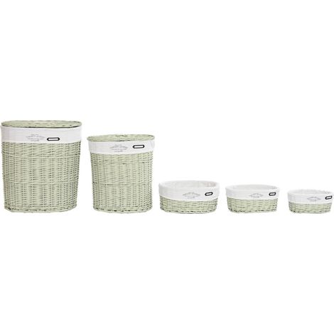 Cesta Ropa Set 5 Mimbre Poliester 51X37X56 Verde DC202356 (1/4)
