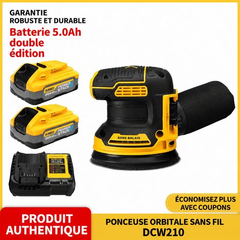 Ponceuse excentrique sans fil 20V DCW210 avec 2 batteries plates 5.0Ah plateau 125 mm dcw210 5.0 ah réf 1 kg – Livraison gratuite