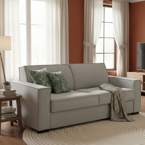 Talamo Italia Sofa cama Samantha, Sofá de 2 plazas, 100% Made in Italy, Sofá de salón con apertura giratoria, en tela acolchada, con reposabrazos delgados, Cm 160x95h90, Gris, con embalaje reforzado (1/5)