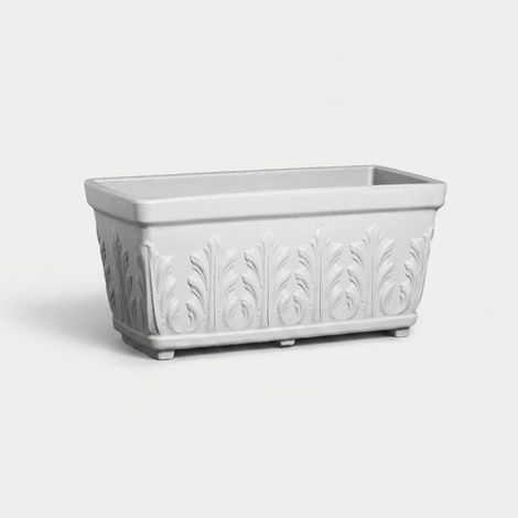 Jardinière rectangulaire d'extérieur et de jardin Cassetta Fogliata - Blanc (1/2)