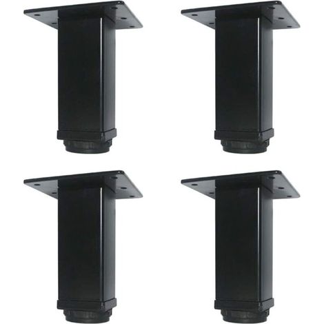 Pieds de meubles réglables en métal de 15 cm, pieds de bureau carrés, pieds de table, ensemble de 4 pièces (noir)
