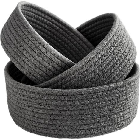 Set de 3 Paniers en Coton Gris - Organisateur Flexible pour Chambre/Salon - Éco-Friendly (1/5)
