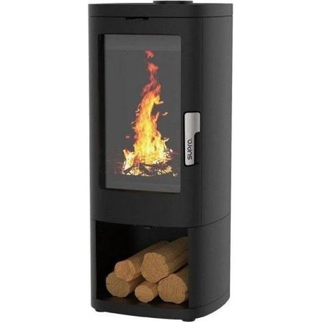 Supra – FR9016200B – Poêle à bois Vision verticale – fonte – noir – taille de bûche max 50 cm – double combustion – cendrier amovible (1/4)