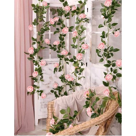 Guirlande Fleur Artificielle - Pivoine en Soie - 200 cm - Pour Décoration Intérieure Extérieure Mariage Jardin - Lot de 3 (1/5)