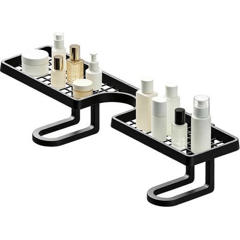 Étagère de rangement pour robinet d'évier sans perçage, autoportante, gain de place, pour cuisine et salle de bain, facile à installer, noire (1/5)