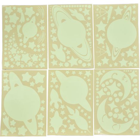 6 autocollants phosphorescents adhésion durable forme étoiles décoration murale chambre maison (1/5)