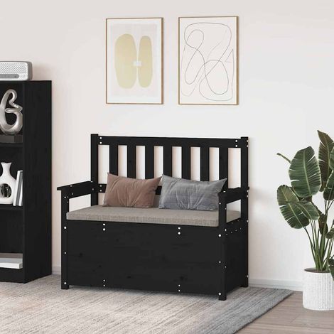 vidaXL Banco de madera maciza de pino negro 112,5x51,5x96,5 cm (1/5)