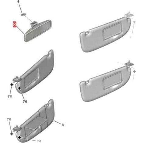 Rétroviseur de Voiture-Rétroviseur Intérieur de Voiture à pour retroviseur interieur clio 3 ABS 814842 Convient pour Aygo Citroen (1/5)