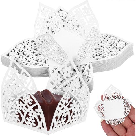 Caissettes à chocolat blanc, 50 boîtes à bonbons jetables en papier pour le rangement, la pâtisserie et les fêtes - Petit emballage cadeau pour desserts (1/5)